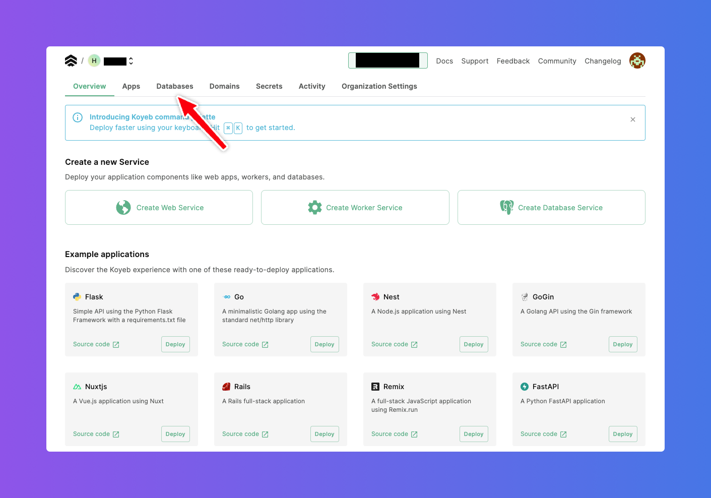 Koyeb Dashboard Koyeb Dashboard