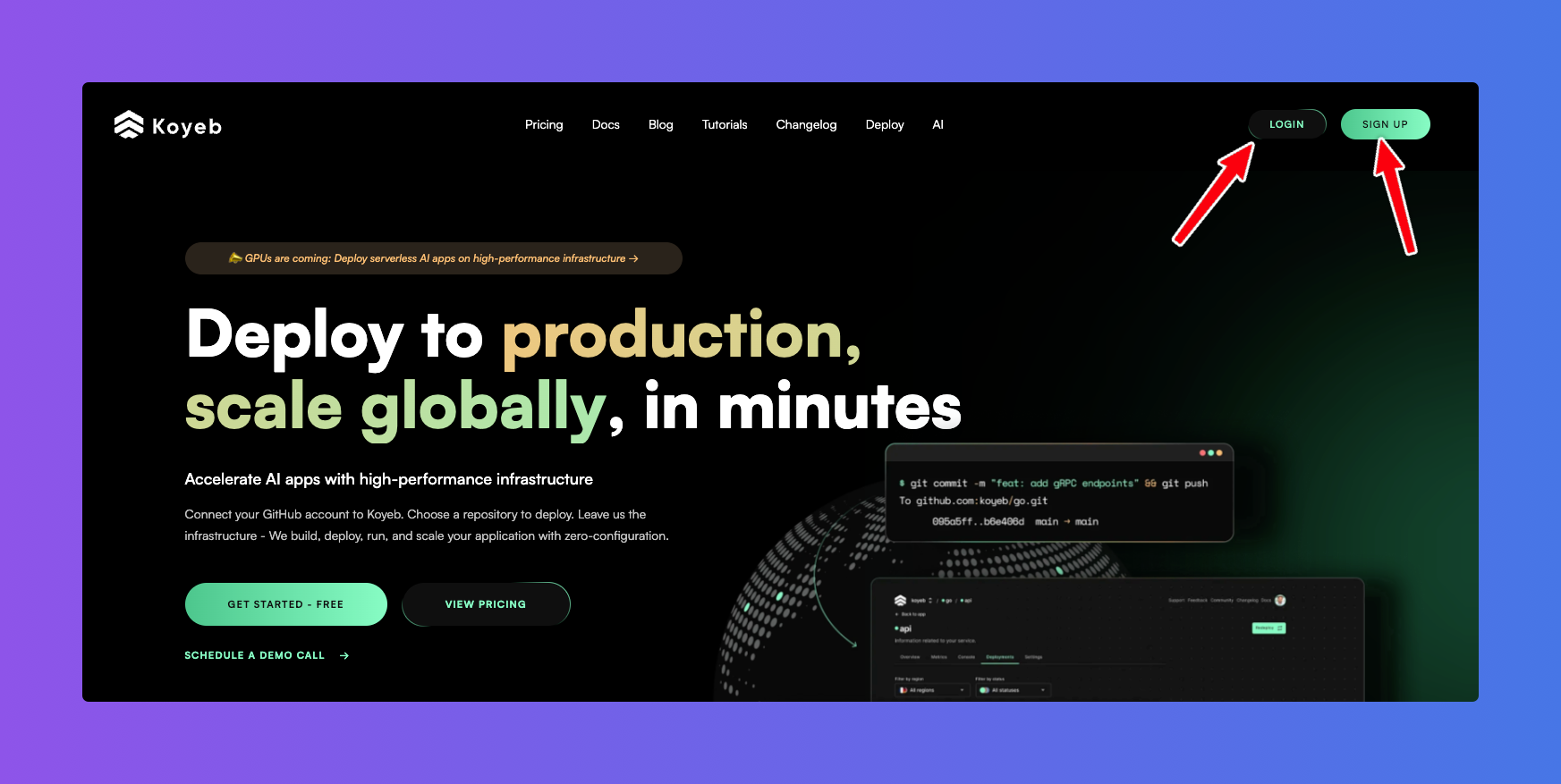 Koyeb Landing Page Koyeb Landing