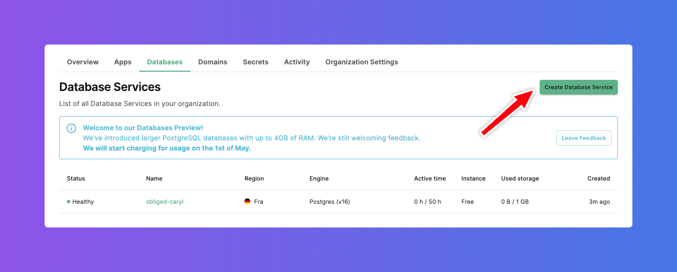 Koyeb databases Koyeb databases